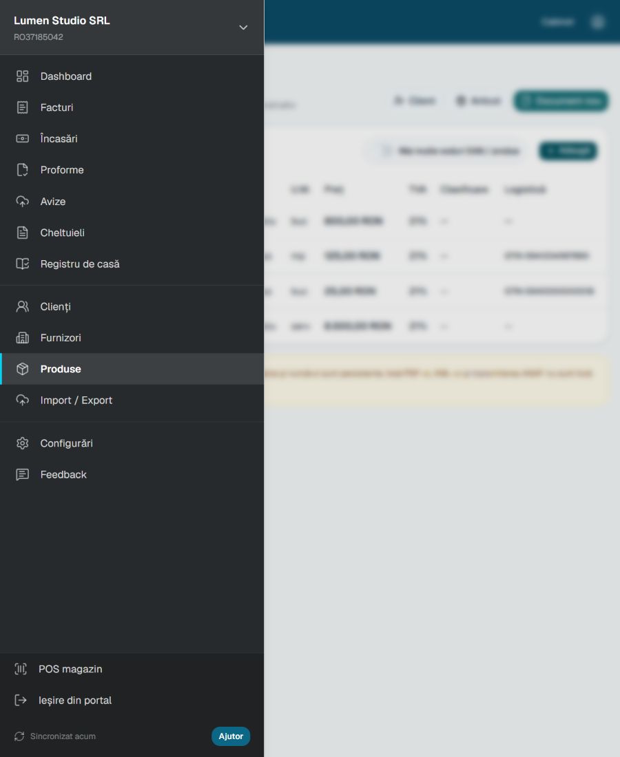 Accounting client portal showing invoices, receipts, documents and POS for demo company Lumen Studio